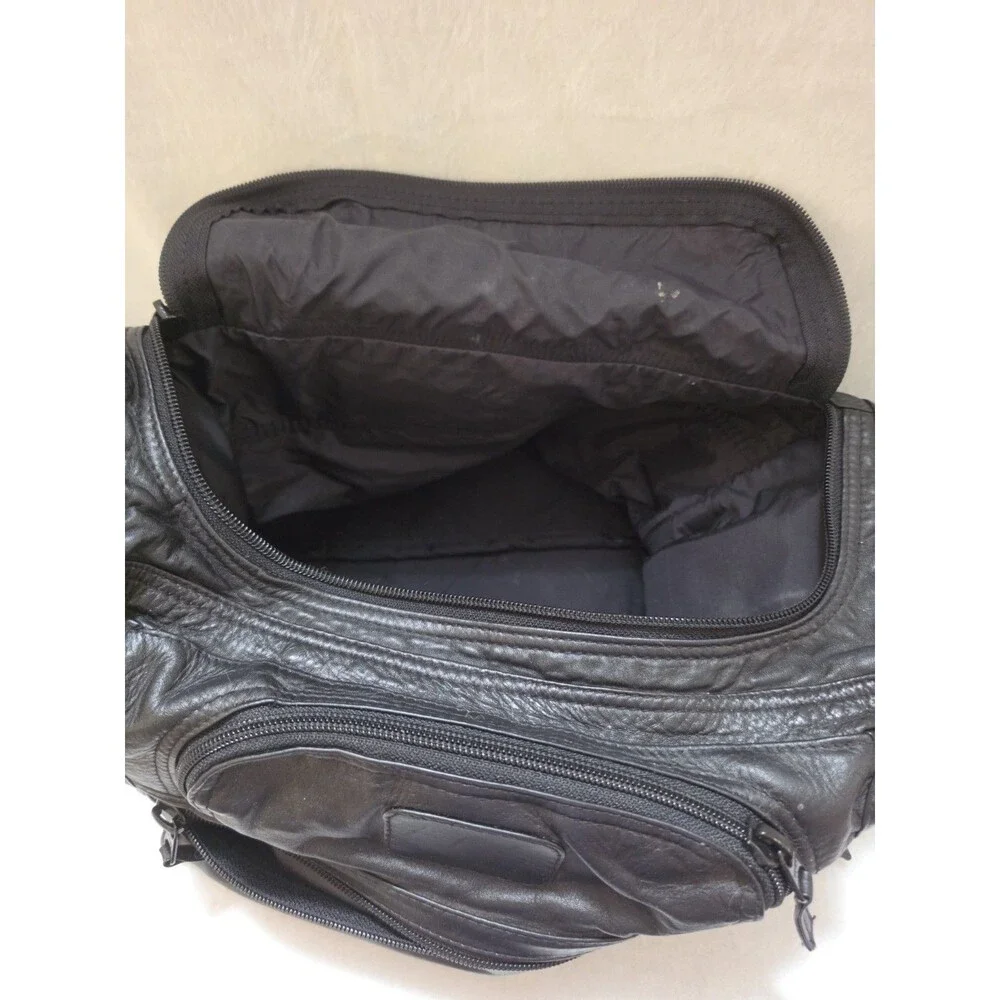 Tumi Black Leather Travel Bag Made in USA Toiletry Camera Utility Case READ